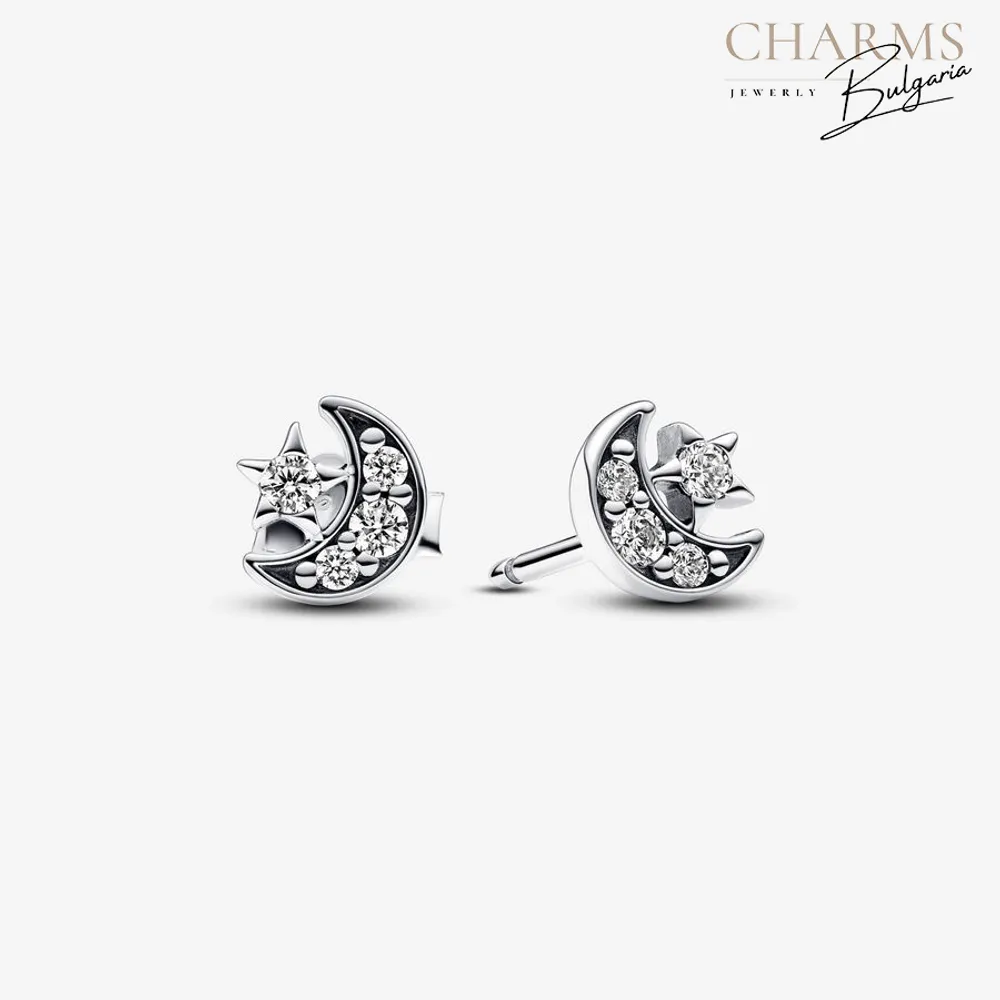 Луна и звезди - обеци