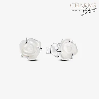 Бяла роза - обеци