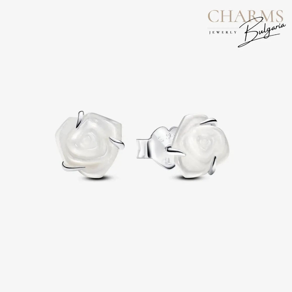 Бяла роза - обеци